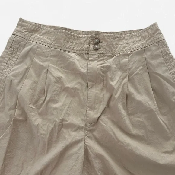 Madewell light khaki chino style 100% pleated long shorts high rise sz 8 - Picture 4 of 7